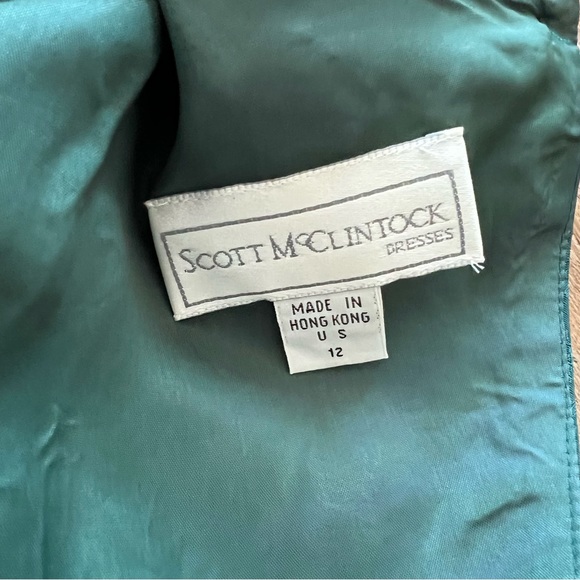 VINTAGE 80s Scott McClintock emerald holiday DRESS - Picture 8 of 12